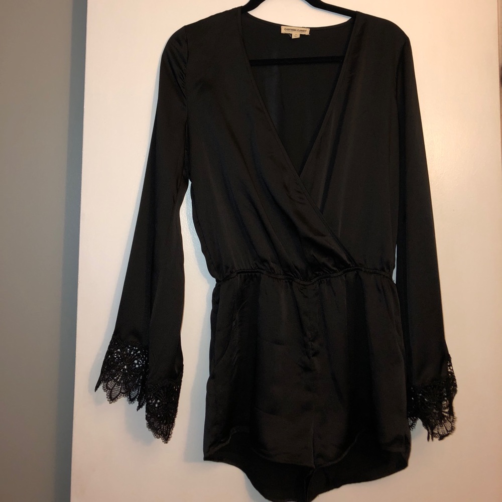 Black Satin Romper